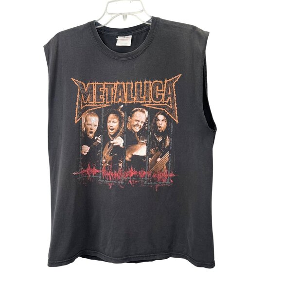 Vintage Metallica T Shirt L Graphic Black Crewneck Cut Off Sleeves Y2K Band - Picture 1 of 5